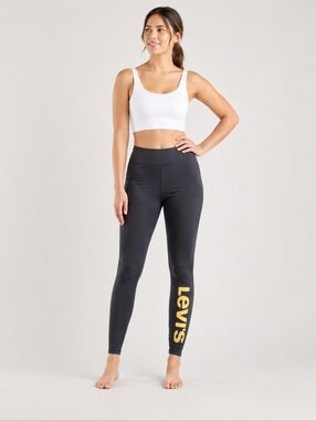 Black Leggings with Golden 'Levi's' Style Logo
